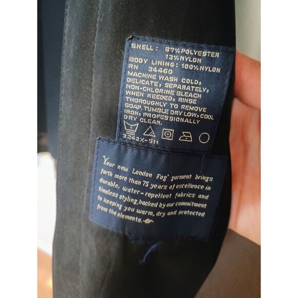 VTG London Fog Trench Coat Women's Large Petite Black With Removable Lining - Picture 6 of 15